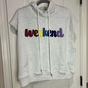 The Greii Sleeveless Hoodie Chenille Weekend Sz L NWT Grey Workout